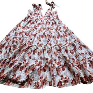 House Of Harlow Size L NEW Cream & Floral Tie Shoulder V-Neck Tiered Maxi Dress